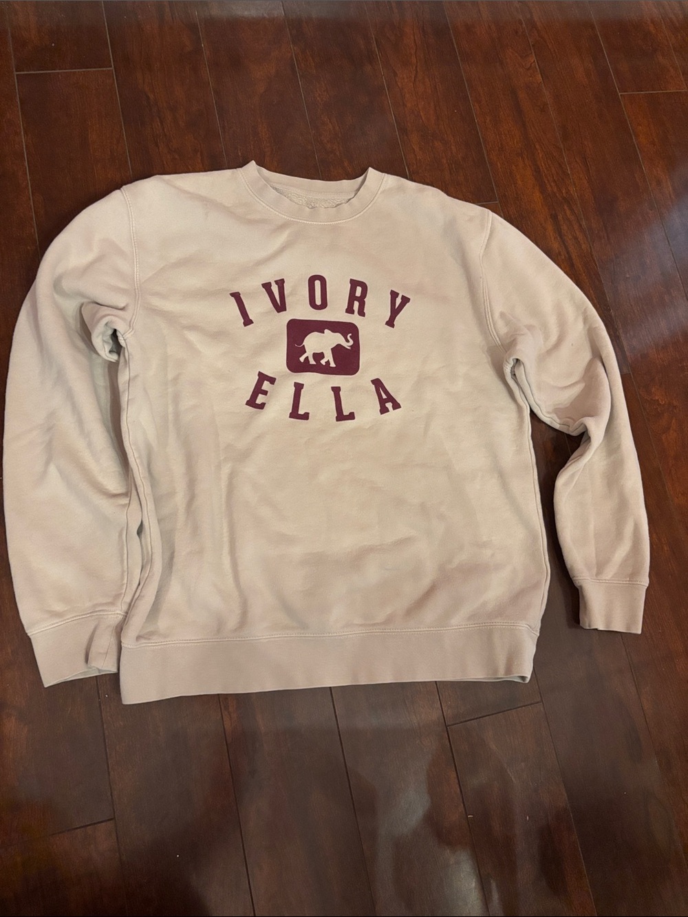 ivory ella Cream Pullover Sweatshirt with Maroon Logo
